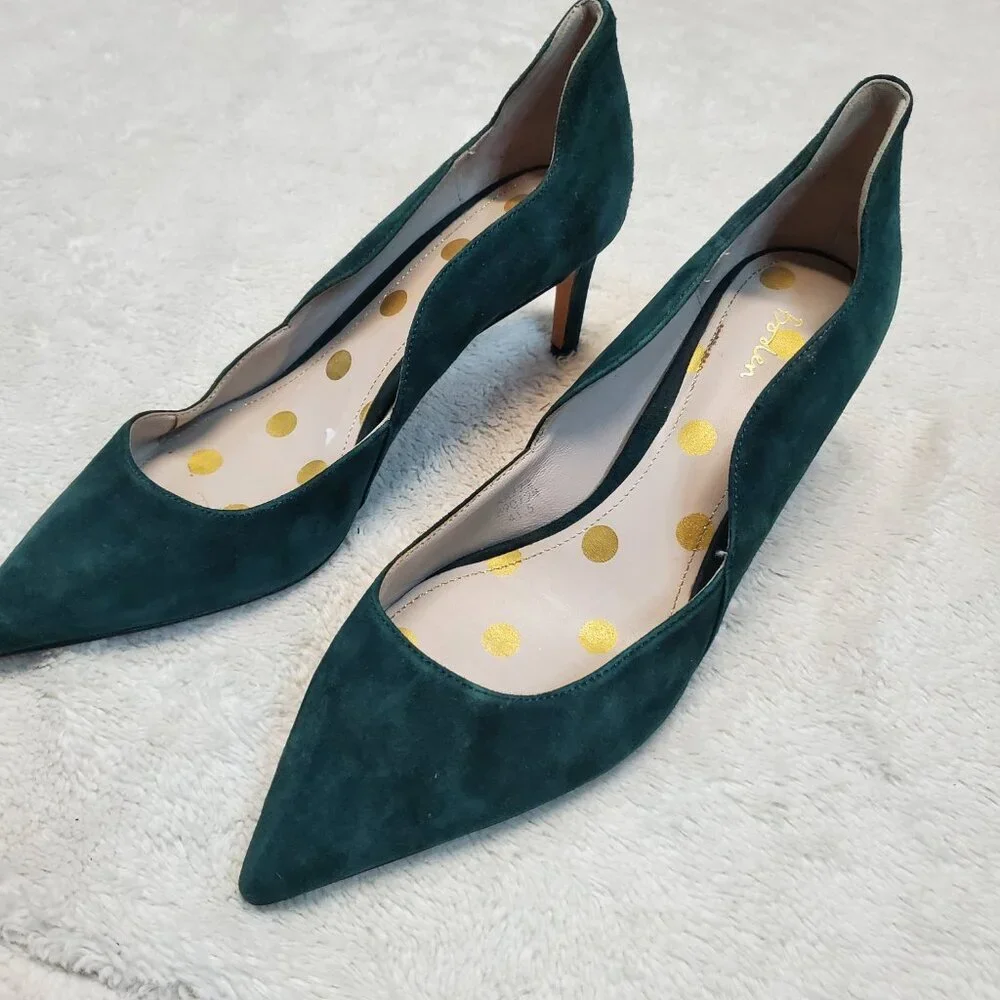 Women's Teal Suede Pointed-Toe D'Orsay Pumps - Picture 3 of 12